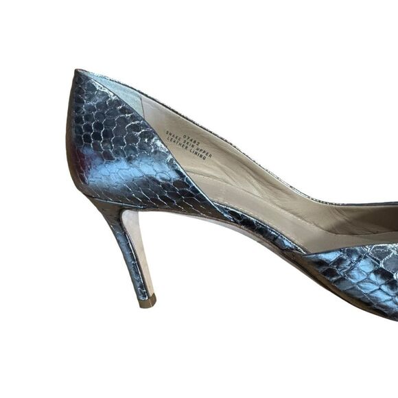 J. Crew Valentina Silver Metallic Snakeskin Leather D'Orsay Pointed Toe pumps - Picture 4 of 11